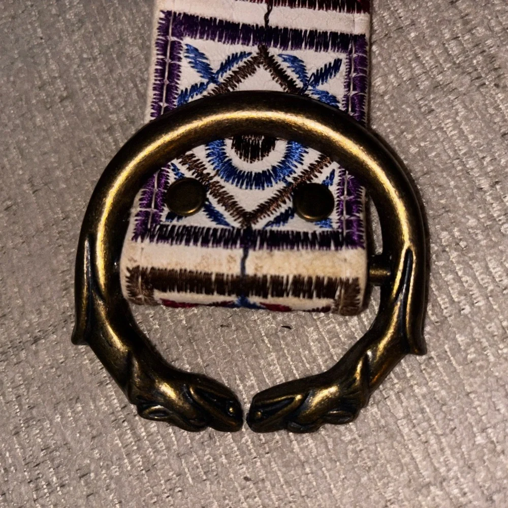 Vintage Rare Bechelli Embroidered Belt 60s 70s Festival Unique Boho Small 28–32